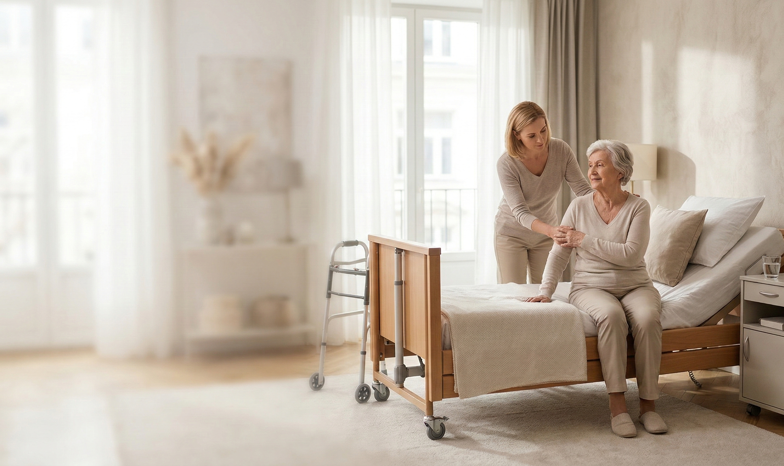 Przykładowe zdjęcie: opiekunka i bliska osoba w domu